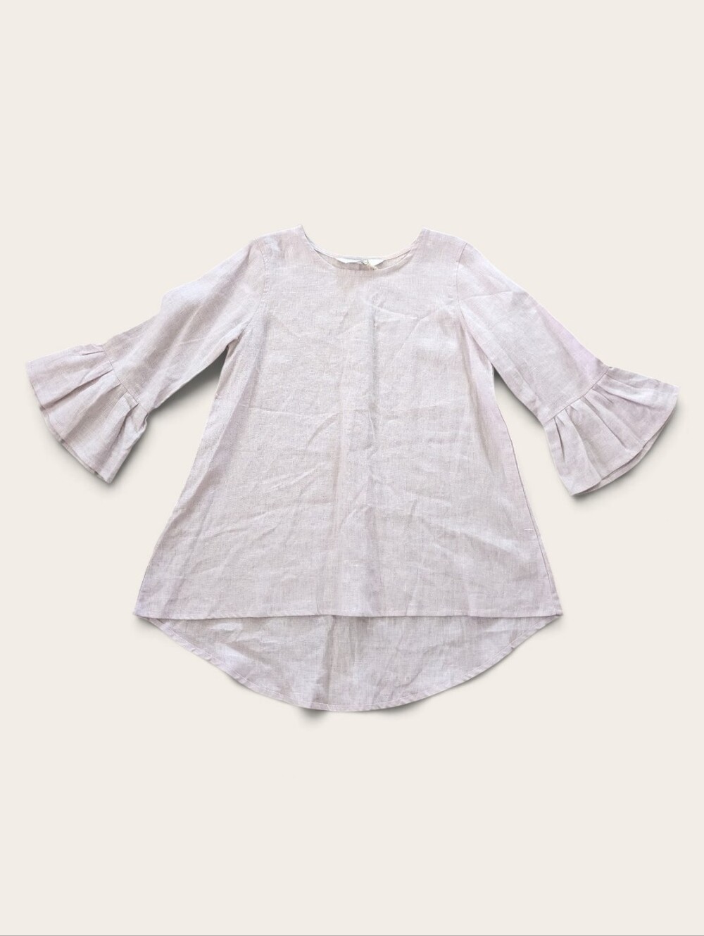 NWT Crown Linen Designs 100% Linen Tunic Top Bell Sleeve Dusty Pink Oversized Sm